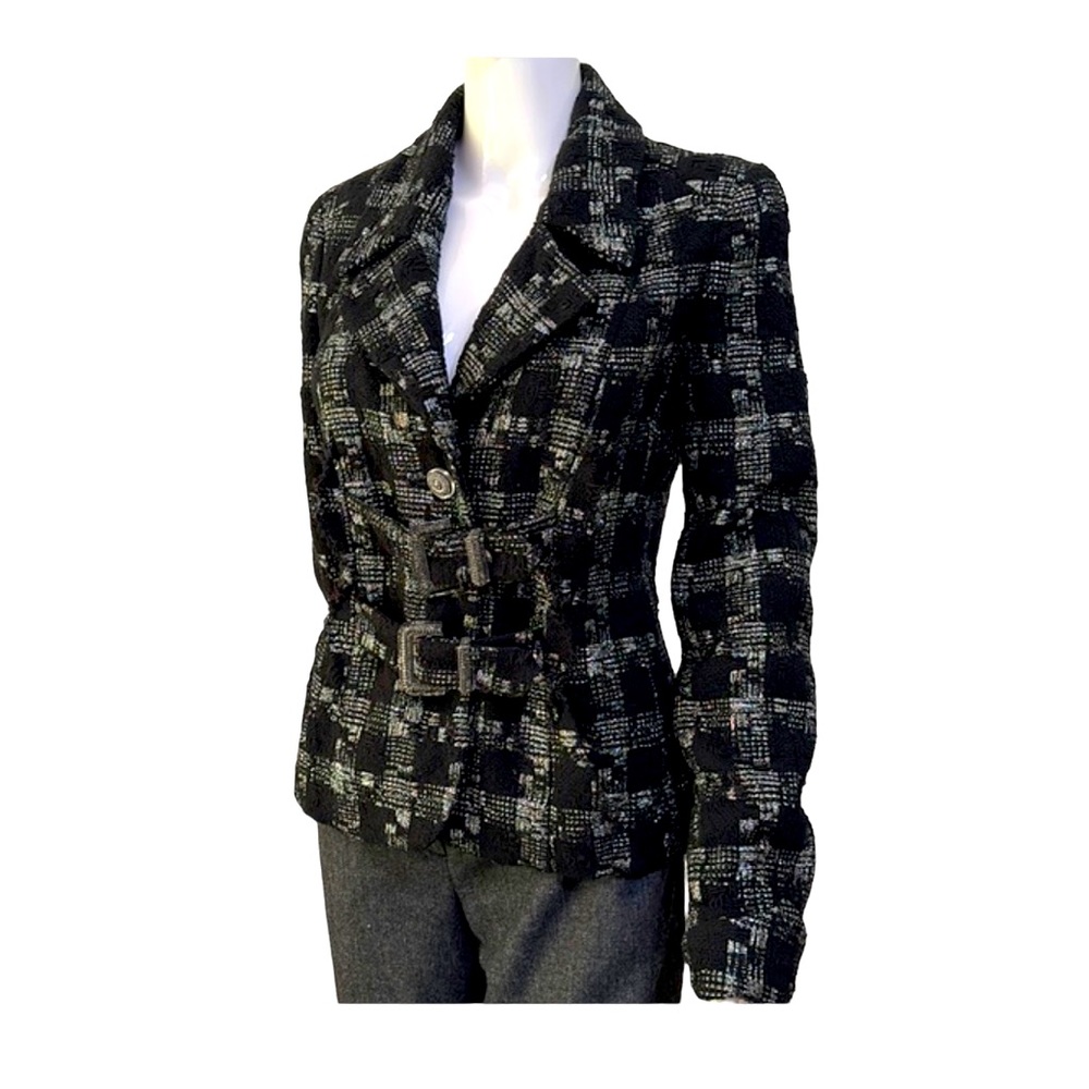 CHANEL black and silver woven jacket, size FR 38, excellent condition
